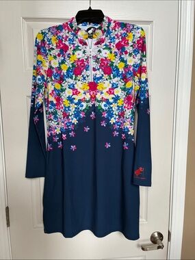 Floral Navy Long-Sleeve Golf Dress